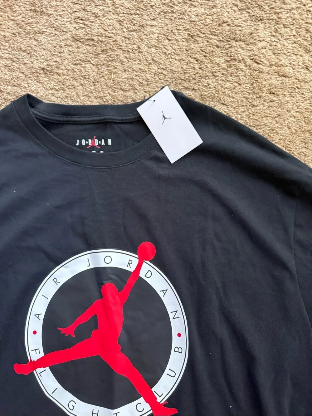 Jordan Black Crewneck Shirt with Red Jumpman Graphic